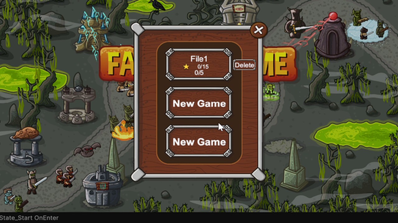 Tower Defense Record menu panel